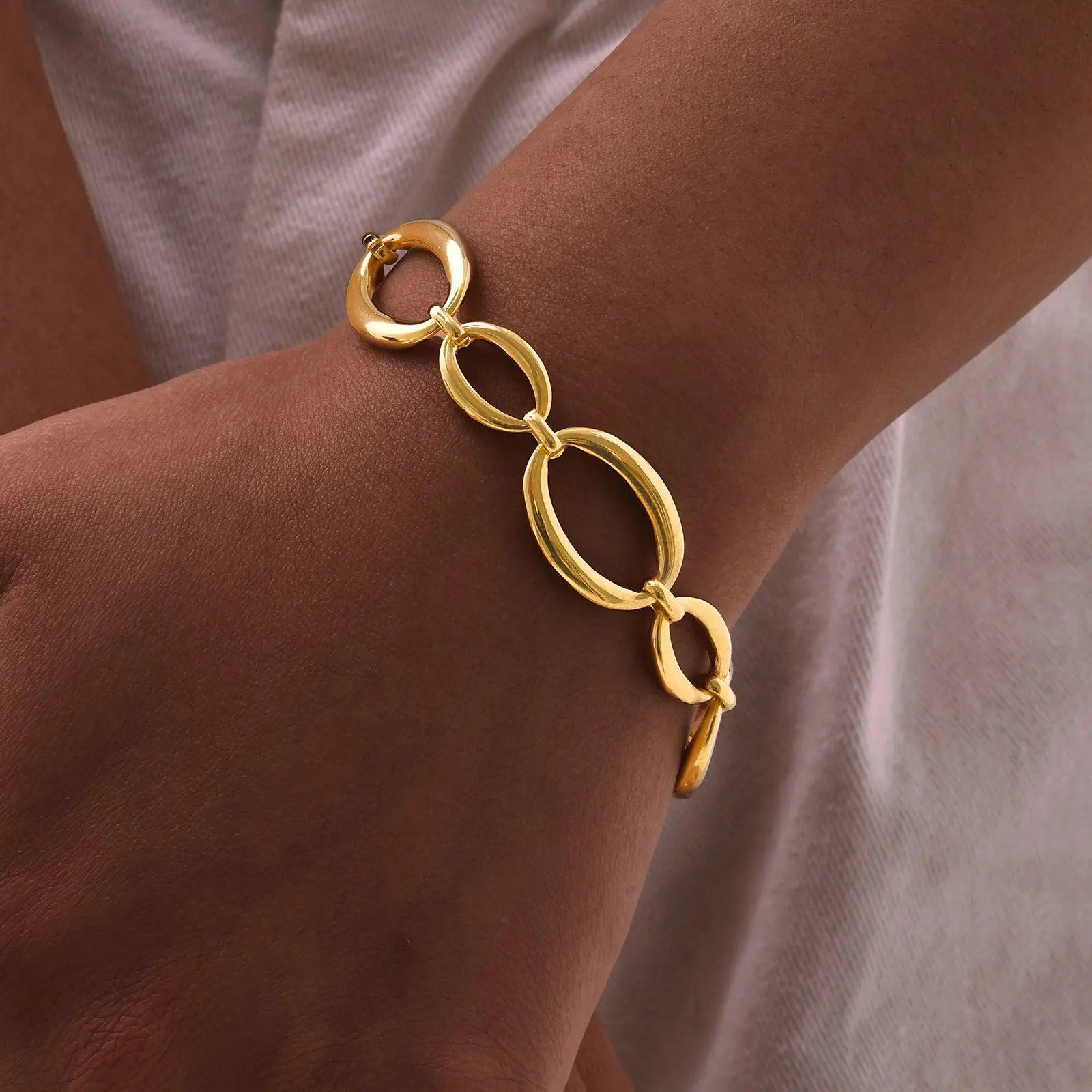 Pulseira Feminina Elíptica de Aço Inoxidável - Heraki Joias