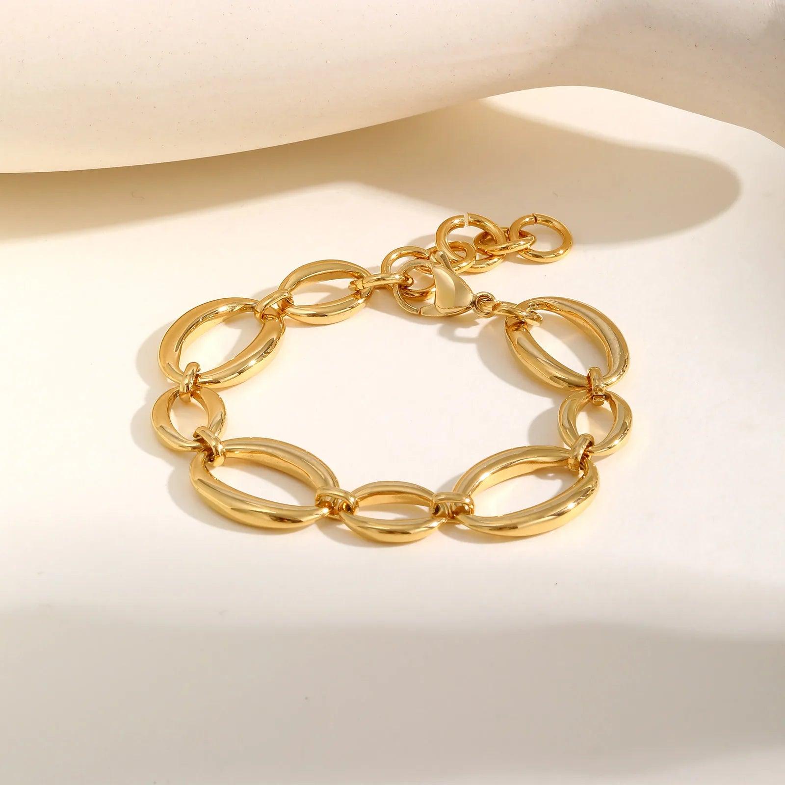 Pulseira Feminina Elíptica de Aço Inoxidável - Heraki Joias