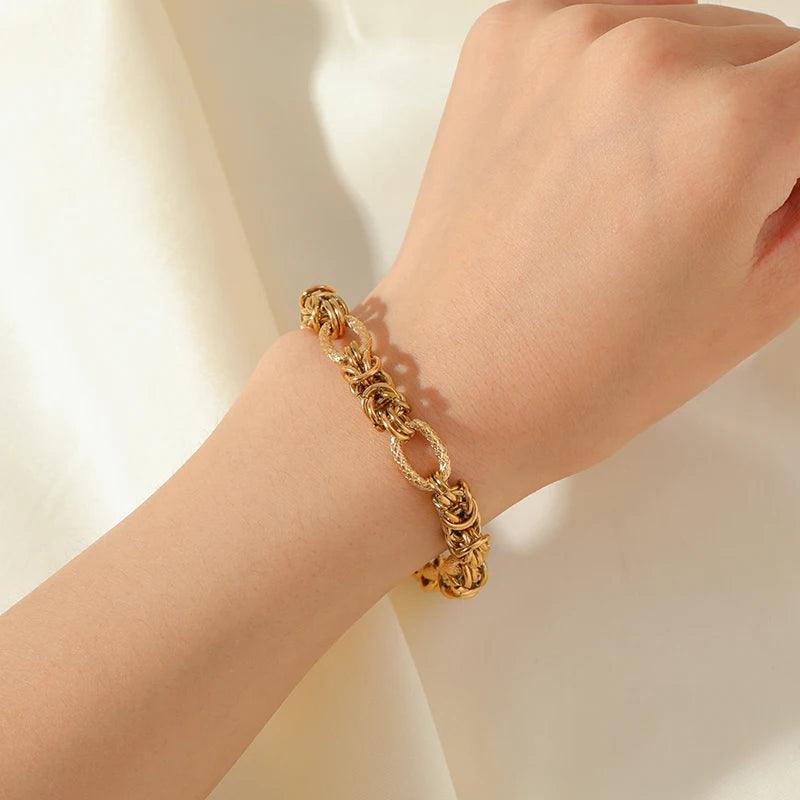 Pulseira de Aço Inoxidável Torcida Banhada a Ouro 18k - Heraki Joias