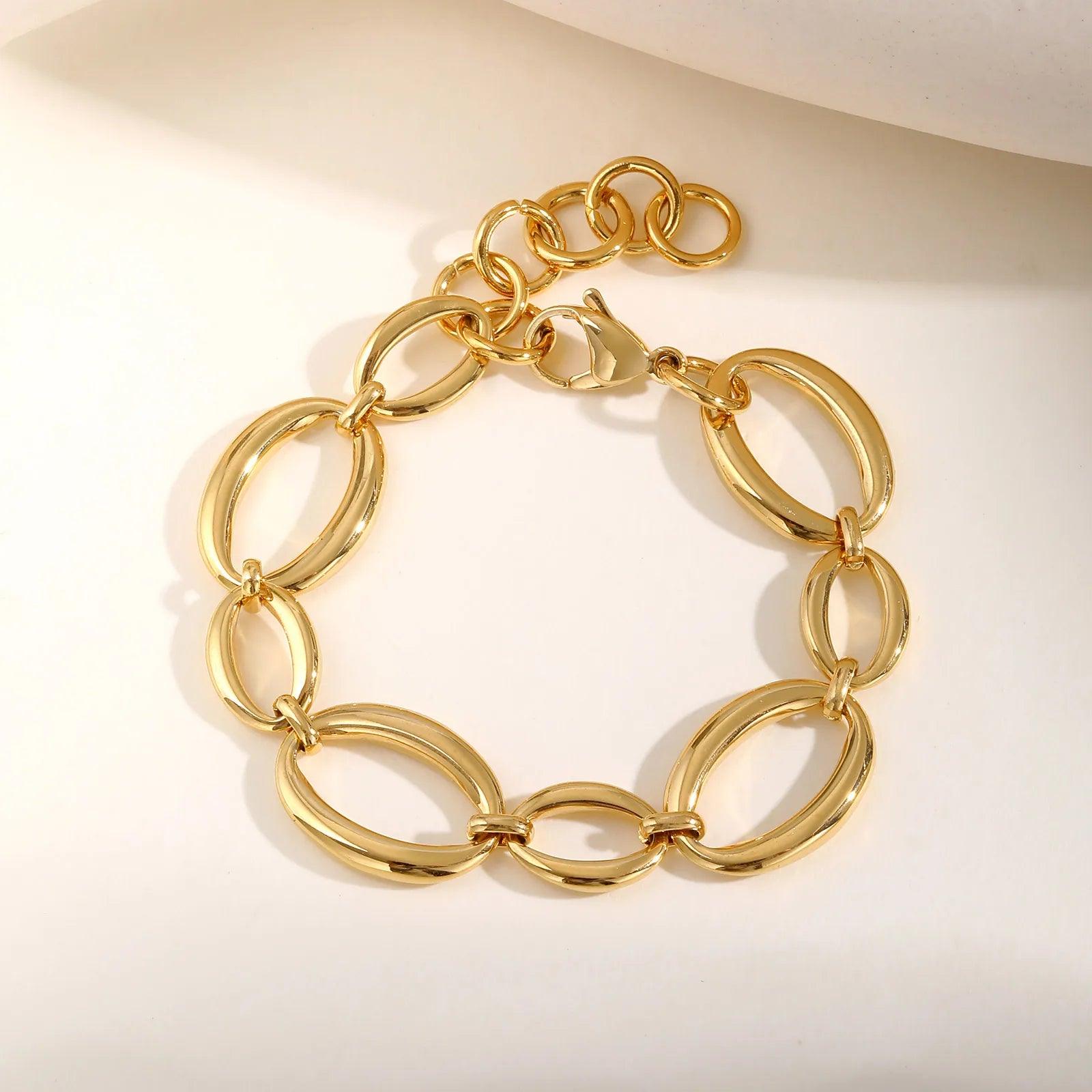 Pulseira Feminina Elíptica de Aço Inoxidável - Heraki Joias