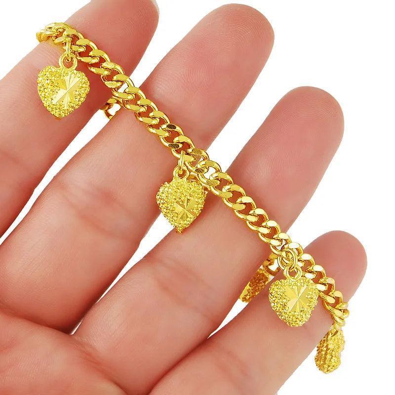 Pulseira Banhada de Ouro 24K com Pingente de Coração - Heraki Joias