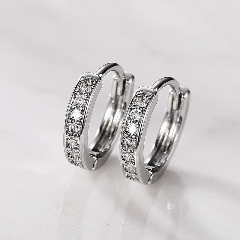 Brincos Femininos de Argola Luxo Prata com Zircônia - Heraki Joias