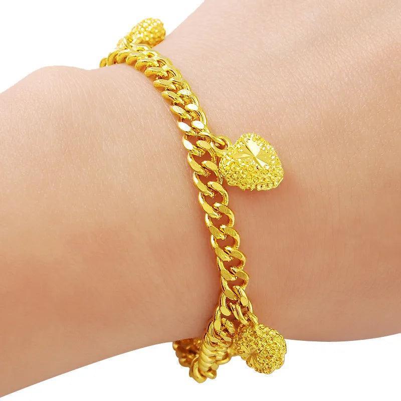 Pulseira Banhada de Ouro 24K com Pingente de Coração - Heraki Joias