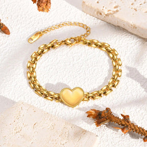 Pulseira Coração Dourado em Aço Inoxidável - Heraki Joias