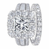 Conjunto de Anéis de Casamento Prata 925 com Zircônia Cúbica - Heraki Joias