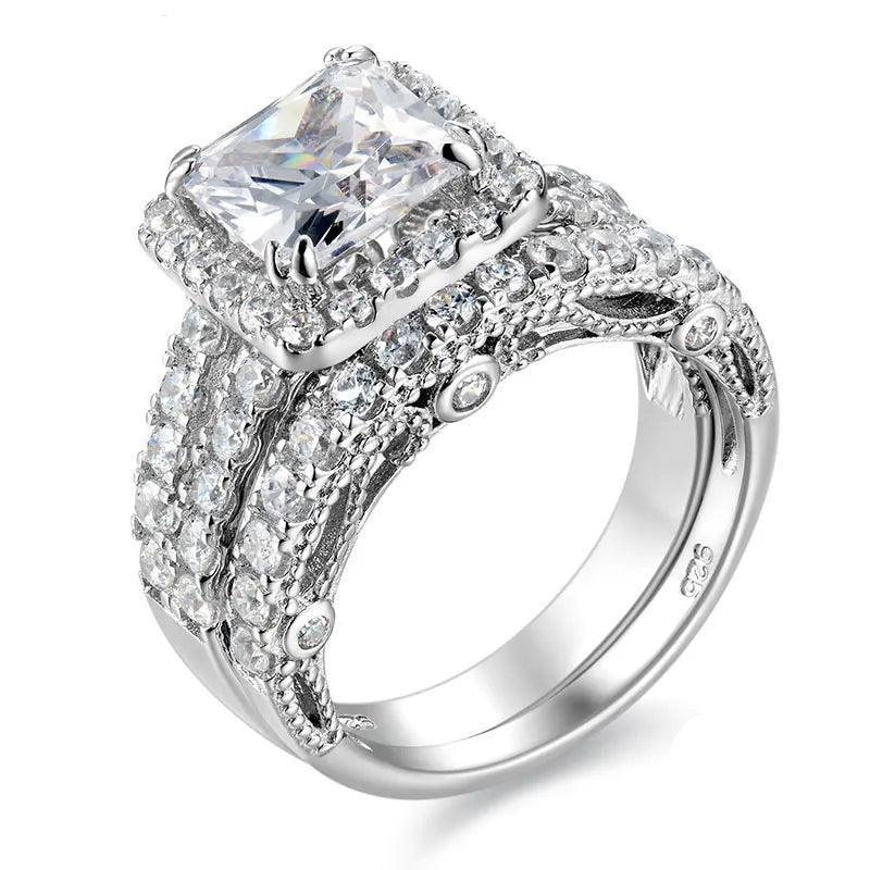 Anel de Noivado Vintage em Prata 925 com Zircão 4ct - Heraki Joias