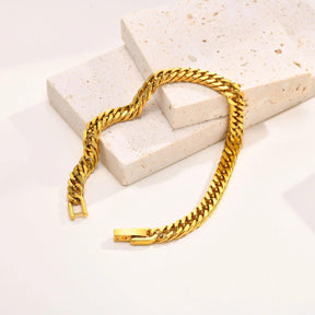 Pulseira Feminina de Elos Cubanos Dourada em Aço Inoxidável - Heraki Joias