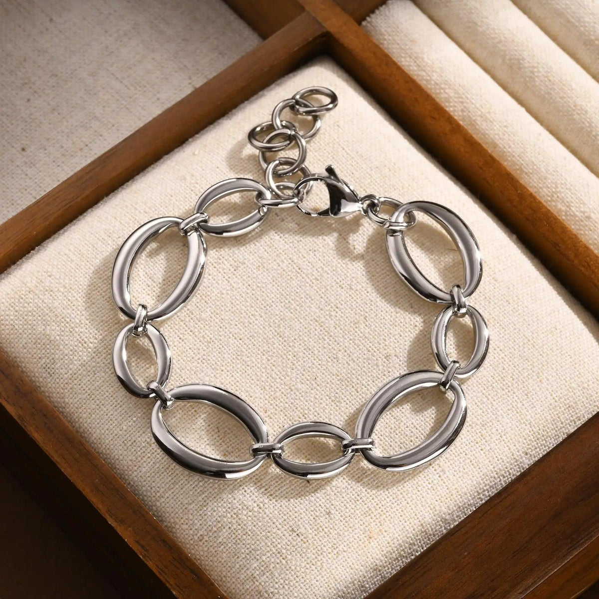Pulseira Feminina Elíptica de Aço Inoxidável - Heraki Joias