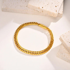 Pulseira Feminina de Elos Cubanos Dourada em Aço Inoxidável - Heraki Joias