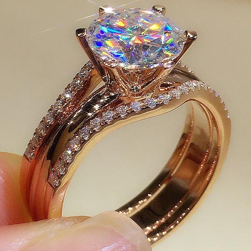 Anel Dourado Feminino Zircônia Cúbica - Heraki Joias