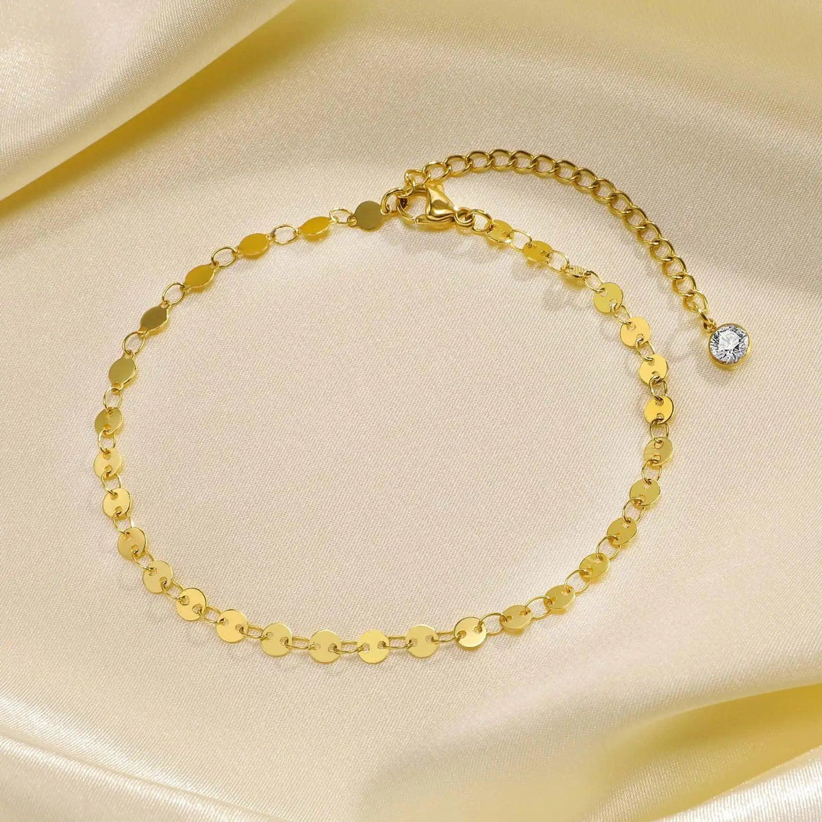 Tornozeleira Elegante em Aço Inoxidável com Cristal CZ - Heraki Joias