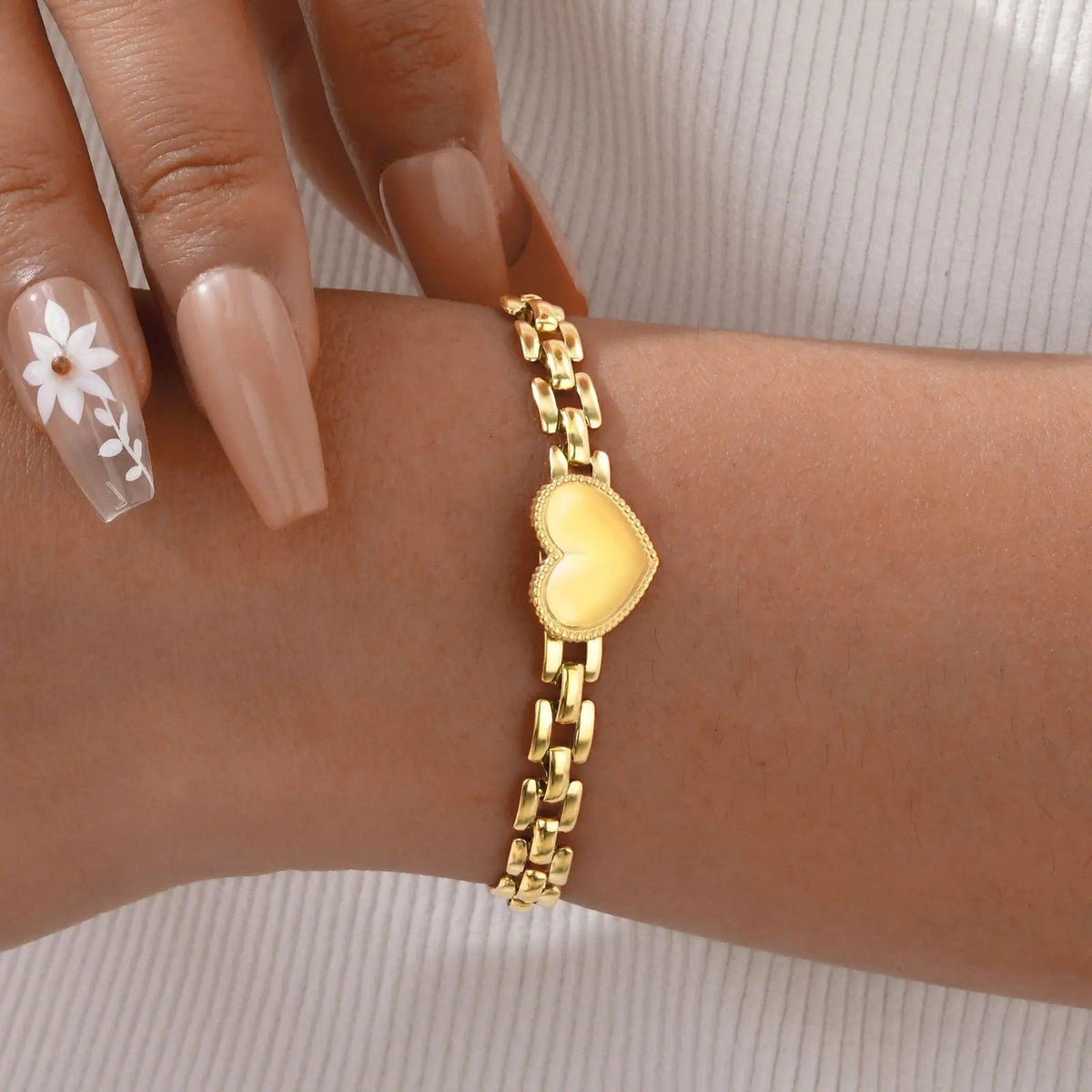 Pulseira Coração Dourado em Aço Inoxidável - Heraki Joias