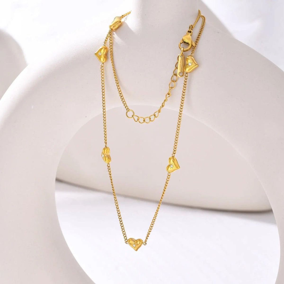Colar de Coração Feminino em Zircão Dourado - Heraki Joias