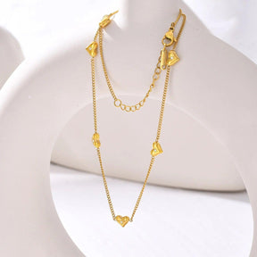 Colar de Coração Feminino em Zircão Dourado - Heraki Joias