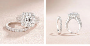 Conjunto de Anéis de Casamento Prata 925 com Zircônia Cúbica - Heraki Joias