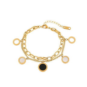 Pulseira de Aço Inoxidável com Charme de Numerais Romanos - Heraki Joias