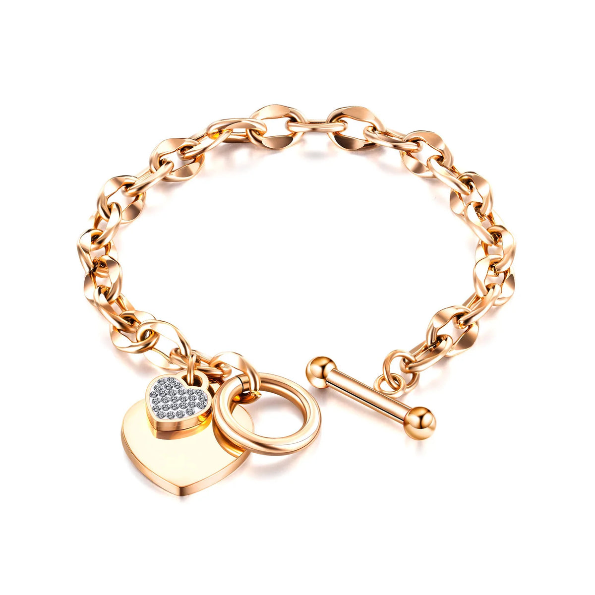 Pulseira Coração de Zircão em Aço Titânio