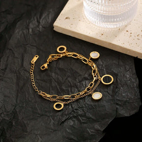 Pulseira de Aço Inoxidável com Charme de Numerais Romanos - Heraki Joias