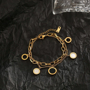 Pulseira de Aço Inoxidável com Charme de Numerais Romanos - Heraki Joias