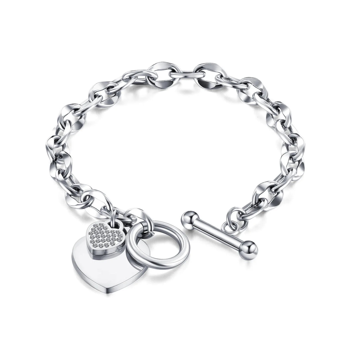Pulseira Coração de Zircão em Aço Titânio