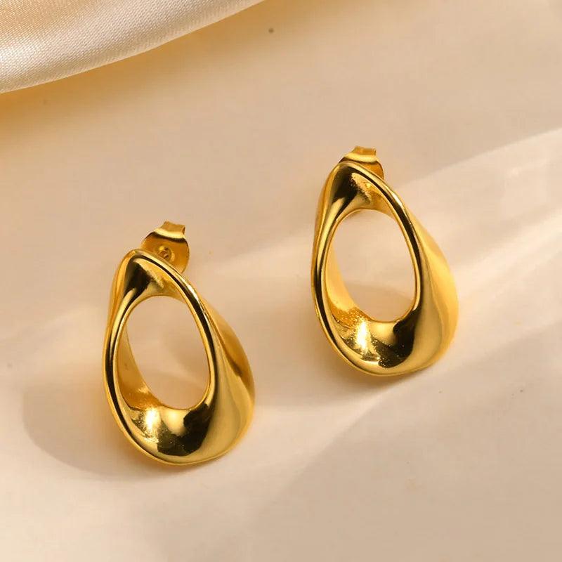 Brincos de Clipe em Aço Inoxidável Dourado - Heraki Joias