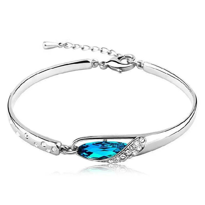 Pulseira de Cristal Azul em Prata Esterlina S925 - Heraki Joias
