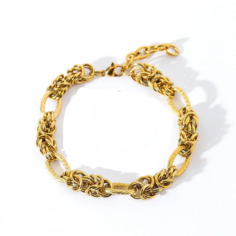 Pulseira de Aço Inoxidável Torcida Banhada a Ouro 18k - Heraki Joias