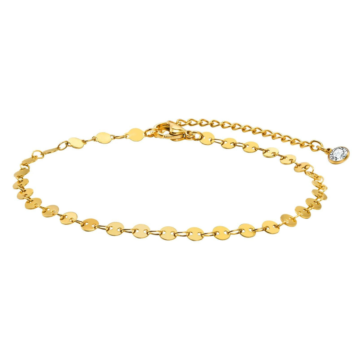 Tornozeleira Elegante em Aço Inoxidável com Cristal CZ - Heraki Joias
