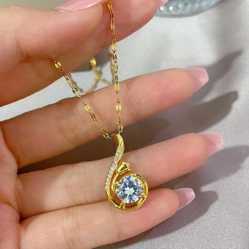 Colar Pingente Dourado em Aço Inoxidável Elegante - Heraki Joias