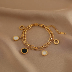 Pulseira de Aço Inoxidável com Charme de Numerais Romanos - Heraki Joias
