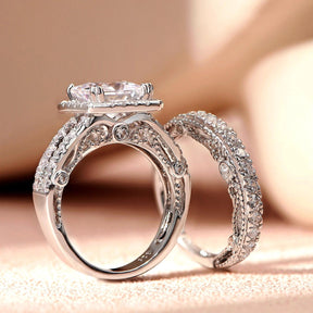 Anel de Noivado Vintage em Prata 925 com Zircão 4ct - Heraki Joias