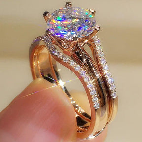 Anel Dourado Feminino Zircônia Cúbica - Heraki Joias